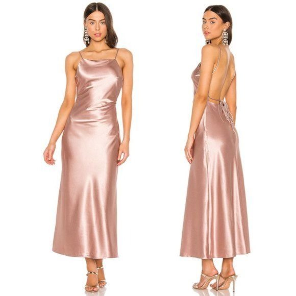 Bardot Dresses & Skirts - NWT Bardot Estelle Draped Satin Open Back Maxi Slip Dress Pink Rose Small